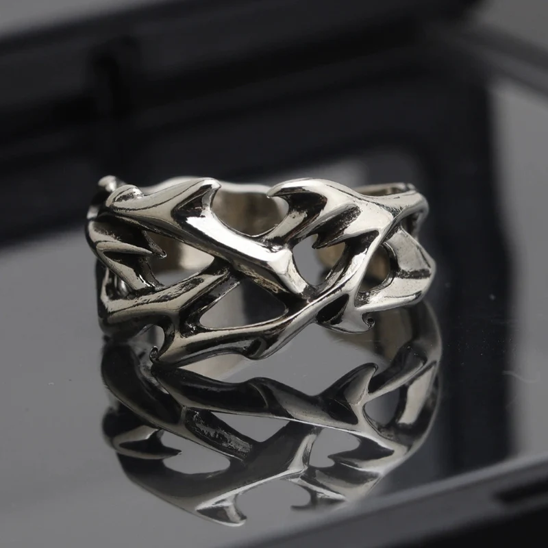 Trendy Thorn Ring For Men Creative Retro Open Index Finger Jewelry Versatile High-end Thai Silver  Rings KOFSAC