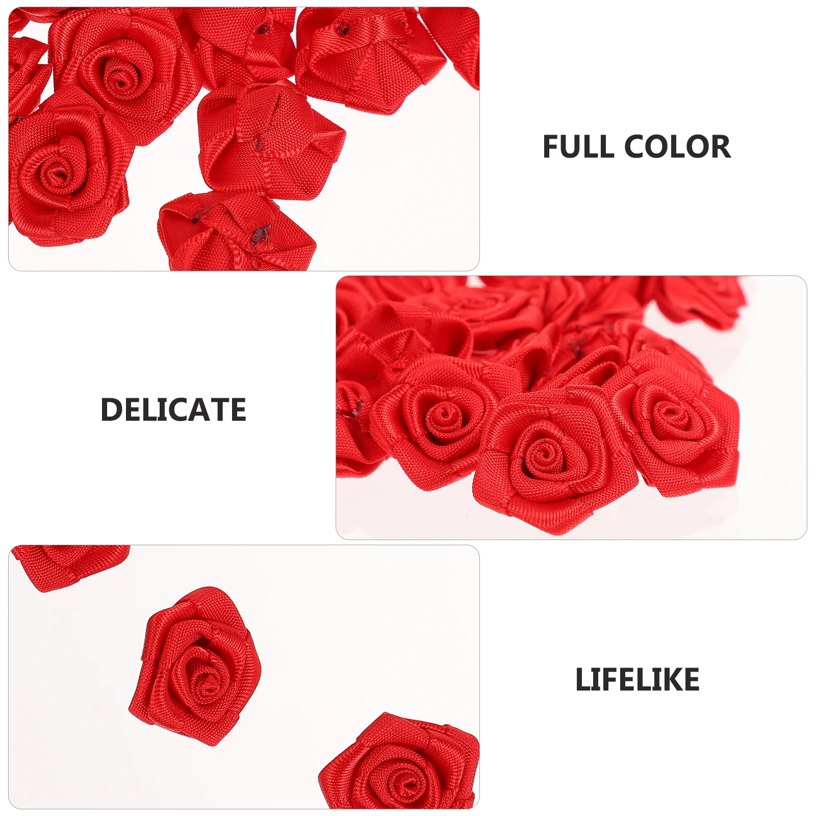 

Fabric Roses Ribbon Christmas Decoration Flower Head Embellishments for Crafts Bride