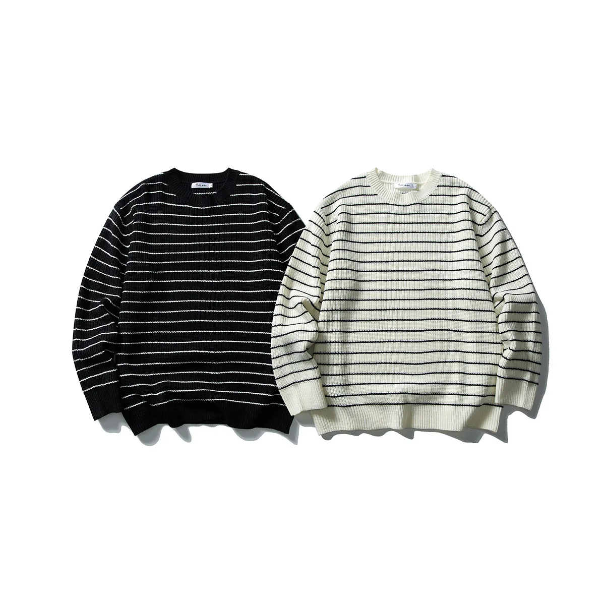 

American Sle Retro Striped Knitwear Sweater round Ne Coat for Men And Women Casual Long Sve Autumn New Arrival