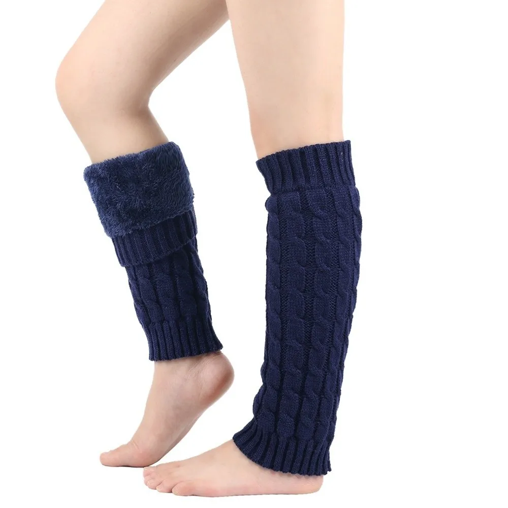 Calzini Scaldamuscoli in pile alto al ginocchio Copri piedi Scaldamuscoli invernali addensati Tinta unita Coprigambe in maglia morbida Streetwear