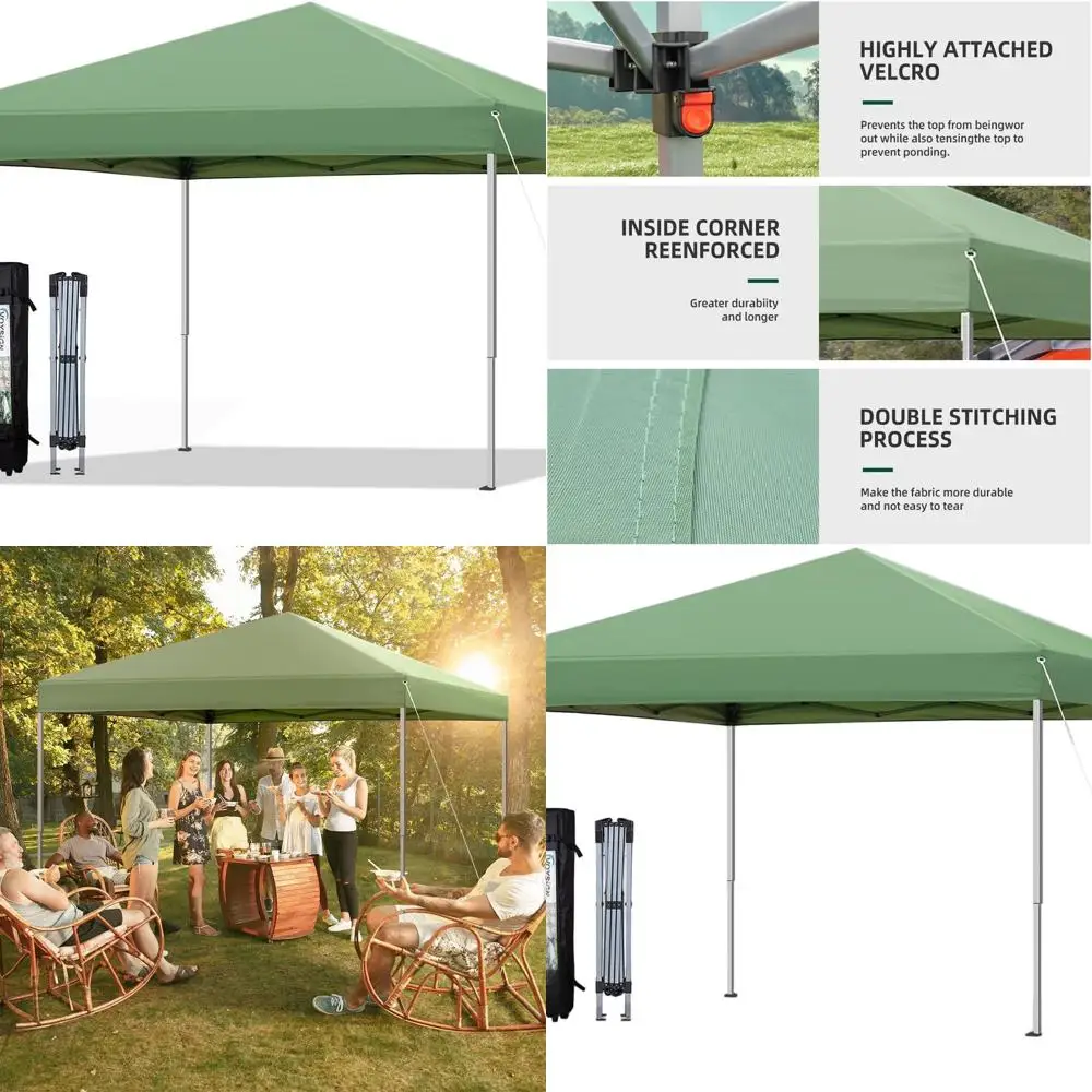 

Green 10x10 Instant Outdoor Canopy with Wheeled Bag, 4 Guylines & 8 Stakes