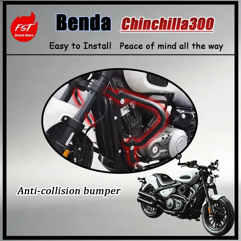 

For Benda chinchilla 300 Vintage Thickened Engine Crash Bar Anti-Collision Protector Bumper Anti-Fall Highway Bar Direct Fit