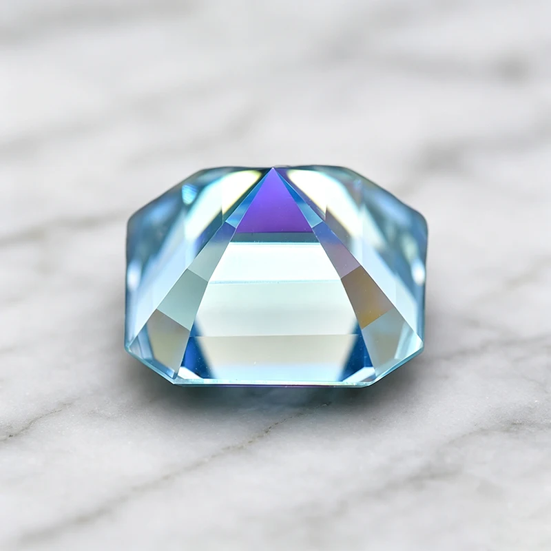 Moissanit-Stein im Asscher-Schliff, Eisblau, Edelstein für DIY-Ringe, Halsketten, Ohrringe, besteht den Diamanttest mit Zertifikat. – Detail 2