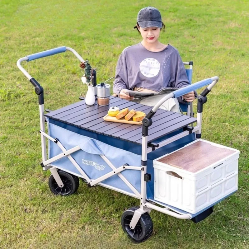 

Портативная треккинговая складная тележка из углеродистой стали, складная тележка для путешествий на открытом воздухе, пикника, удобные принадлежности для кемпинга