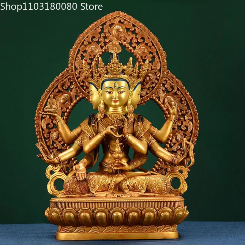 33cm Copper brass carving usnisa vijaya buddha statue Tibet buddhism Tantra Ushnisha Vijaya Namgyalma sculpture