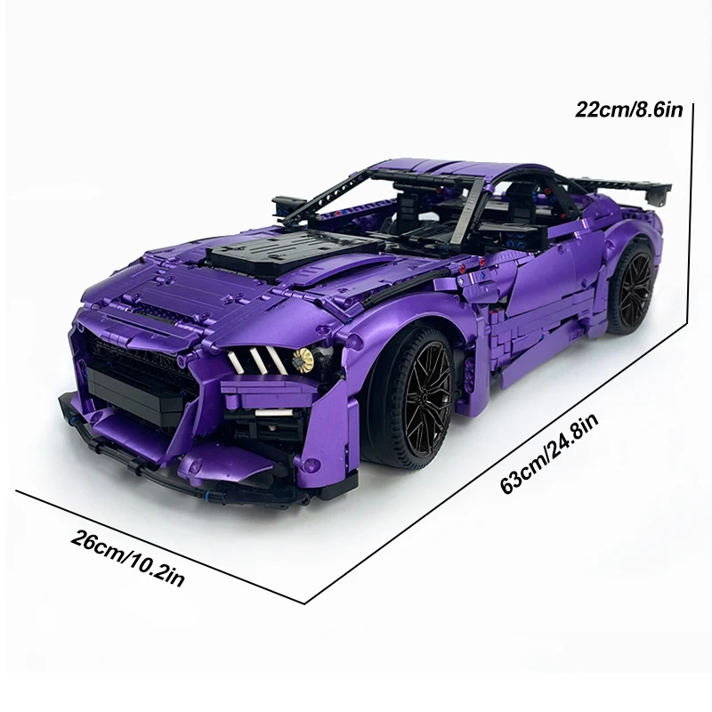 New Technical MOC 165802 Purple Plating Super Sports Car 1:8 Model Buidling Blocks Bricks Educational Puzzle Toys Birthday Gift