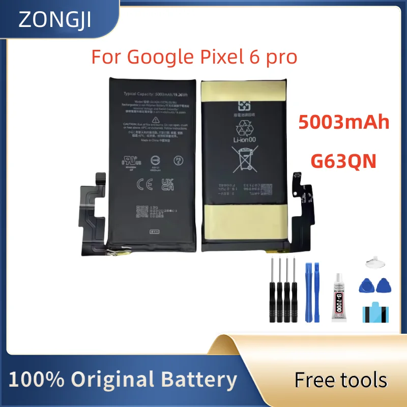 New Battery G63QN 5003mAh Replacement Battery For HTC Google Pixel 6 Pro Pixel 6Pro Mobile Phone Batteries + Free Tools