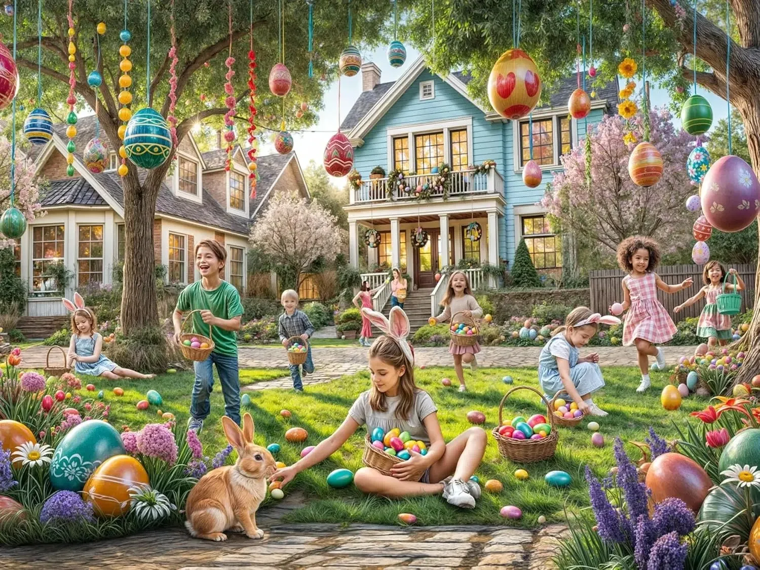 

Happy Easter 1000/520/120 Pieces Jigsaw Puzzles Challenging Family Activity Games for Gameroom Bedroom Livingroom Party Gift