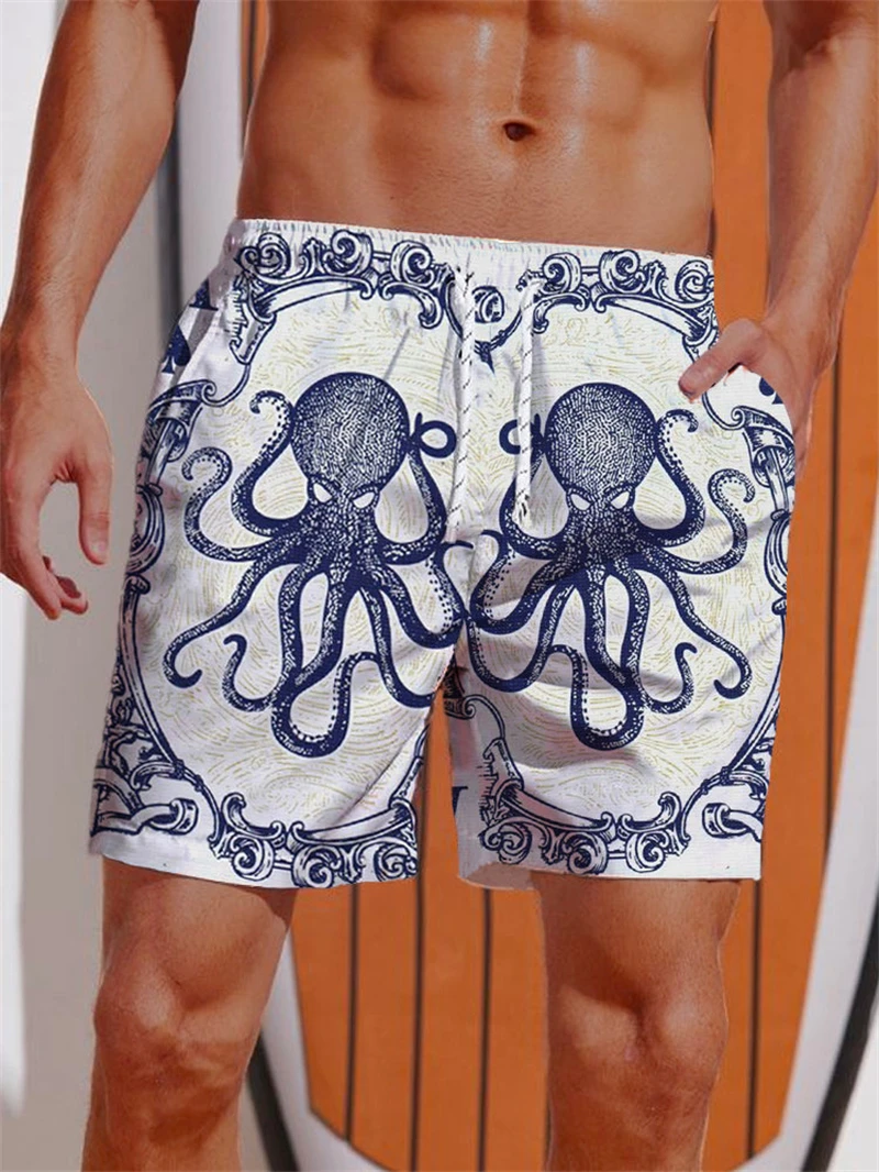 Summer Hawaii Beach Shorts For Men Outdoor Seaside Surf Short Pants Elastic Waist Drawstring Loose Quick Drying Man Swim Trunks
