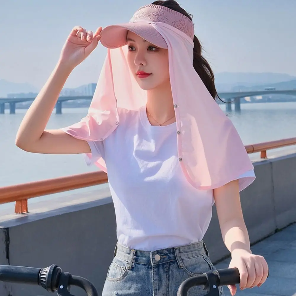 Adjustable Solid Color Ice Silk Sunscreen Mask Quick Drying Shawl Cycling Scarf Scarves Neck Protector Face Veil Fishing