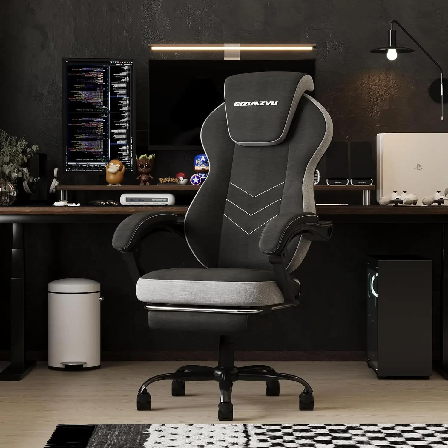 Ergonomic Office Chair with Adjustable Headrest and Footrest, High Back Computer Desk Chair with Linkage Armrests, Reclining