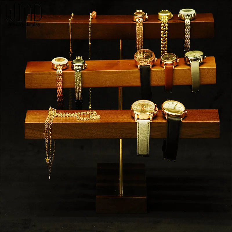 Walnut Color Watch Rack Wrist Watches Storage Stand Bracelet Solid Wood Display Decoration Organizador De Joyas image 2