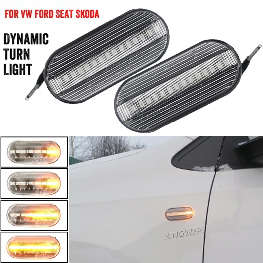 2X Led Dynamic Turn Signal Light Flasher Indicator Blinker For Ford C-Max Fiesta Focus MK2 Fusion Galaxy For VW Polo view 5