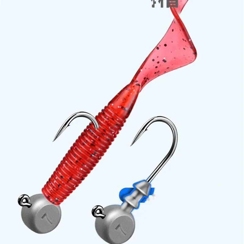 Angeln scharfe Jig Kopf Haken 3,5-15g Schloss weichen Köder Wurm Köder Dreieck Haken Anti hängenden Boden starke Angelhaken Müll laufen Fisch – Detail 6