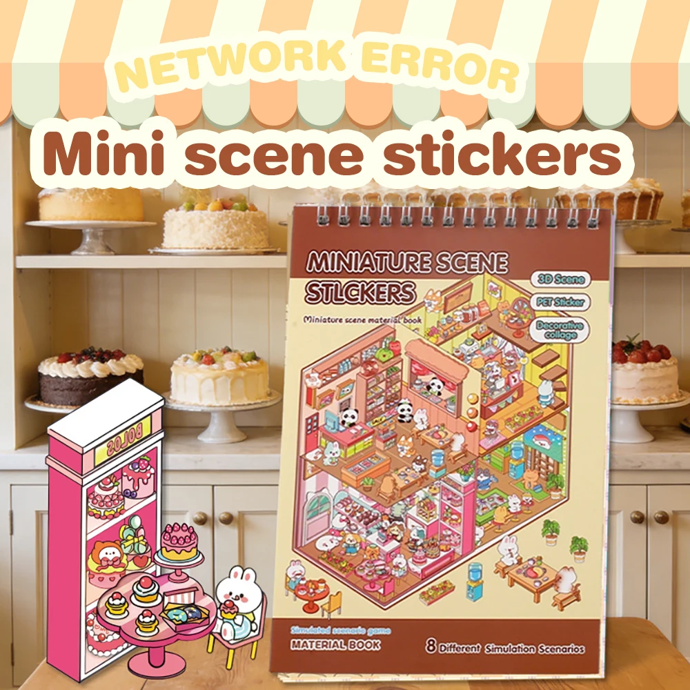 8 Styles Scenes Cartoon Landscape Sticker Book DIY 3D Miniature Scenes Stickers Girls Mini Busy Book Birthday Gifts For Kids
