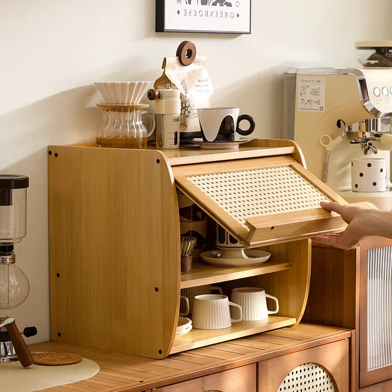 Kitchen dust tea set coffee cup storage cabinet Japanese kitchen desktop sundries cosmetics storage box dust bowl