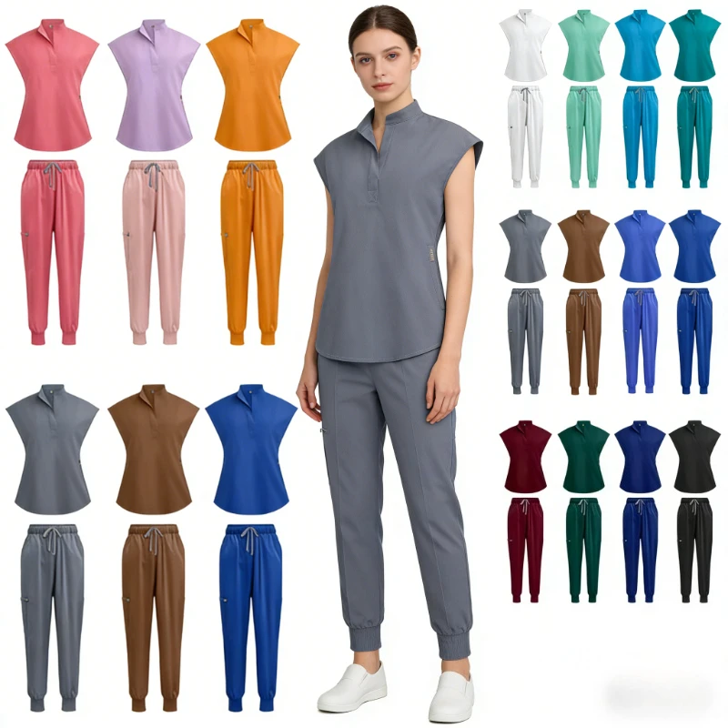 Medical Scrubs Uniform Set for Nurses Doctors 16 Colors New Professional Workwear for Hospital Dental Clinic Beauty Salon