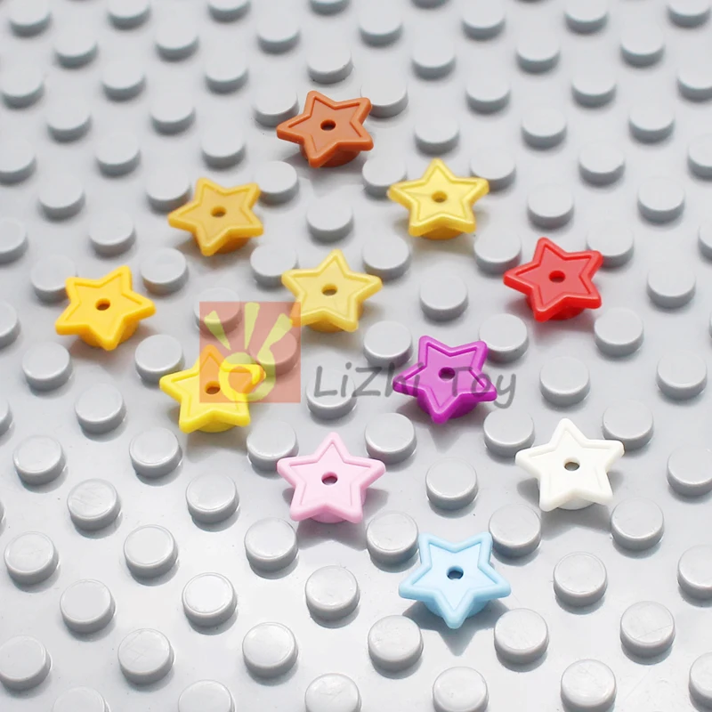 50pcs MOC 11609 Friends Plate Round 1x1 with Star and Small Pin Hole City Christmas View Bricks Building Blocks Compatible Toys