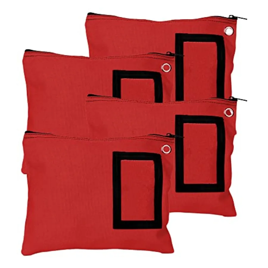 

Canvas Zipper Bags 12W x 9H Set of 4 Large Storage Bags Grommet for Zip Tie and Padlock Framed Cardholder