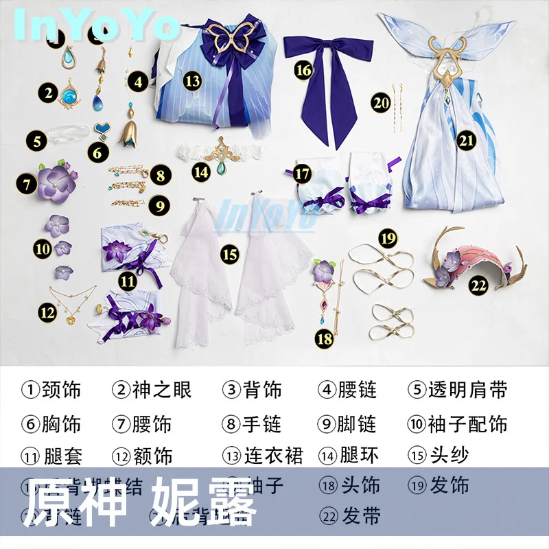 InYoYo Nilou Cosplay Costume pour femme, Genshin Impact, New Skin Sweet, Lovely Game, Imbibed Uniform fur s, Full Set, Halloween Party Outfit