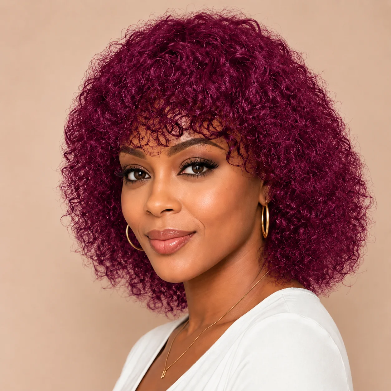 Afro Kinky Curly  Short Afro Bob Human Hair Wig  for Black Women with Bangs Brazilian Human Hair Wigs Machine Made Pre Plucked