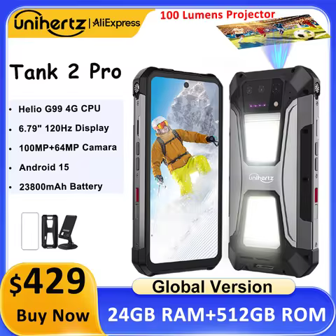 Unihertz Tank 2 PRO Rugged Phone with Projector, 1...