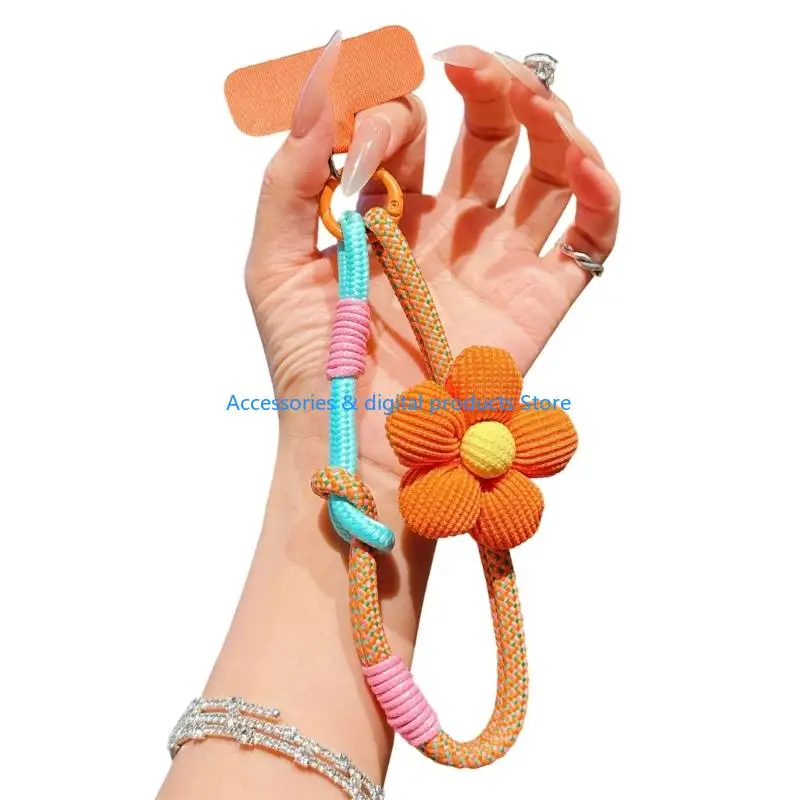 77JD Fashionable Anti Slip Phone Strap Lanyard Featuring Floral Pattern for Easy Use in Commuting and Activity