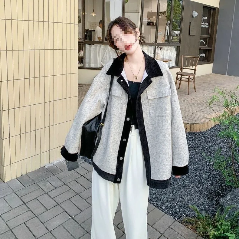 

Tweed Jacket Jeweled Button Womens Winter Cotton-Padded Wearable Silhouette Vintage Classic Turndown Embossed Lady Feminine Chic