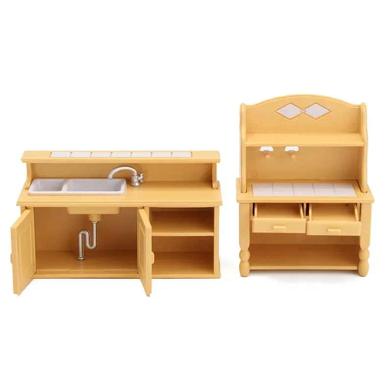 Ensemble de meubles miniatures bricolage, commode de cuisine domestique, ensembles de tables en élasthanne pour mini courses, accessoires de maison, décor de jouet cadeau