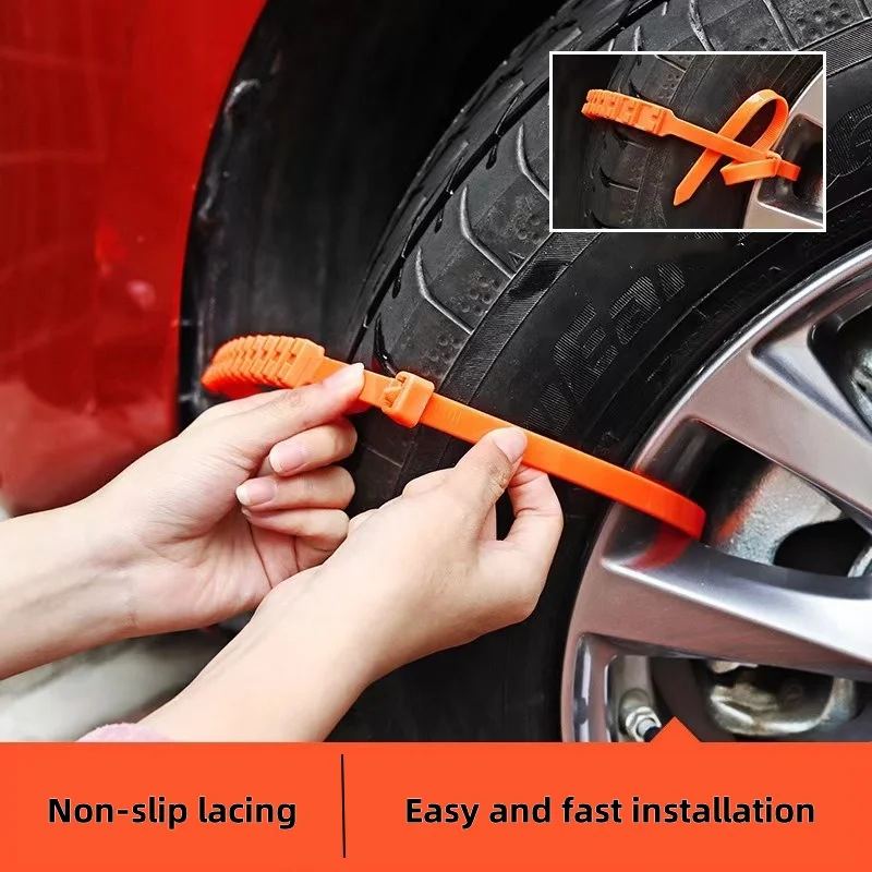 10pcs Car Anti-skid Chains-Universal snow tyre chains for off-road vehicles, cars-No tyre damage design, tie down type.