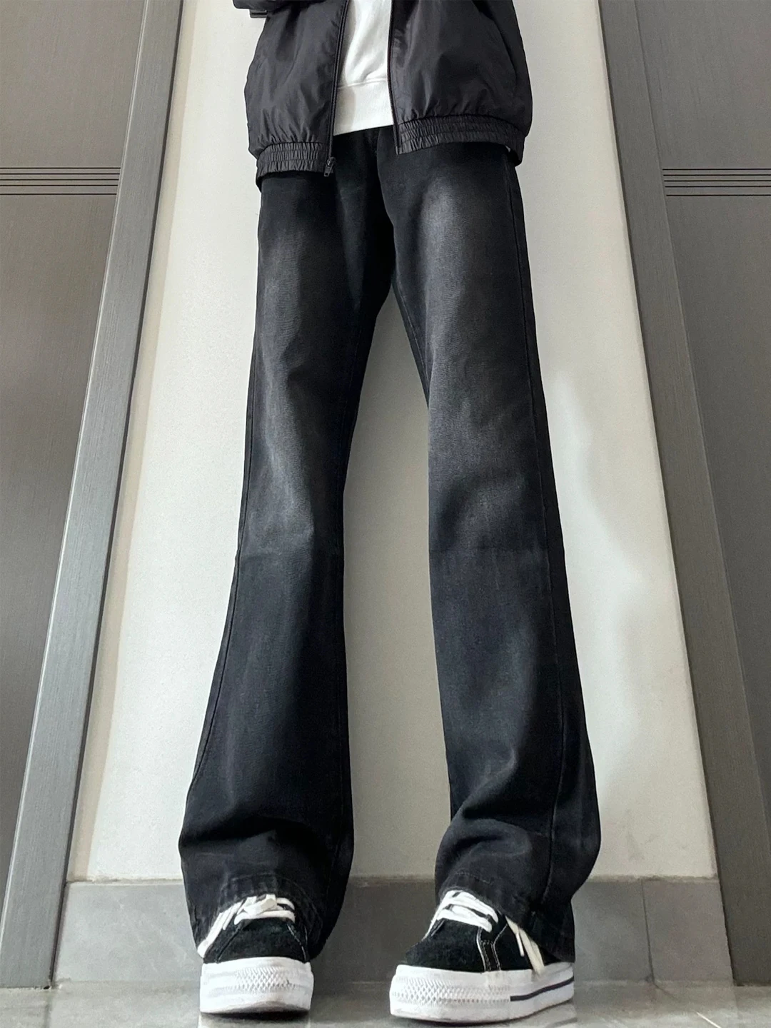 

Мужские джинсы-клеш в американском ретро-стиле, утолщенные, прямые, износостойкие, для молодежи, осенне-зимние брюки