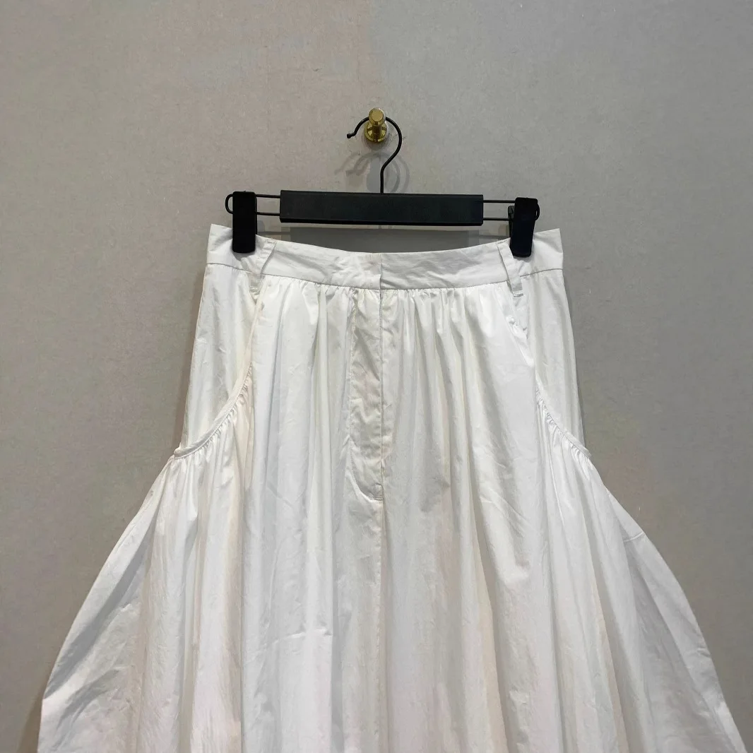 

Gagarich Japanese Spring Summer French Style Design Ins Blogger Wide Half Skirt Comfortable Breathable White Long Skirts