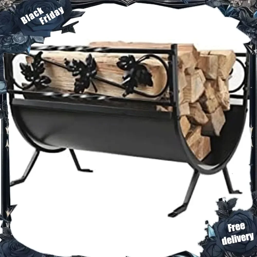 European Iron Firewood Rack, Creative Arc Log Rack, Outdoor Wood Rack for Firewood/Log/Lumber/Kindling