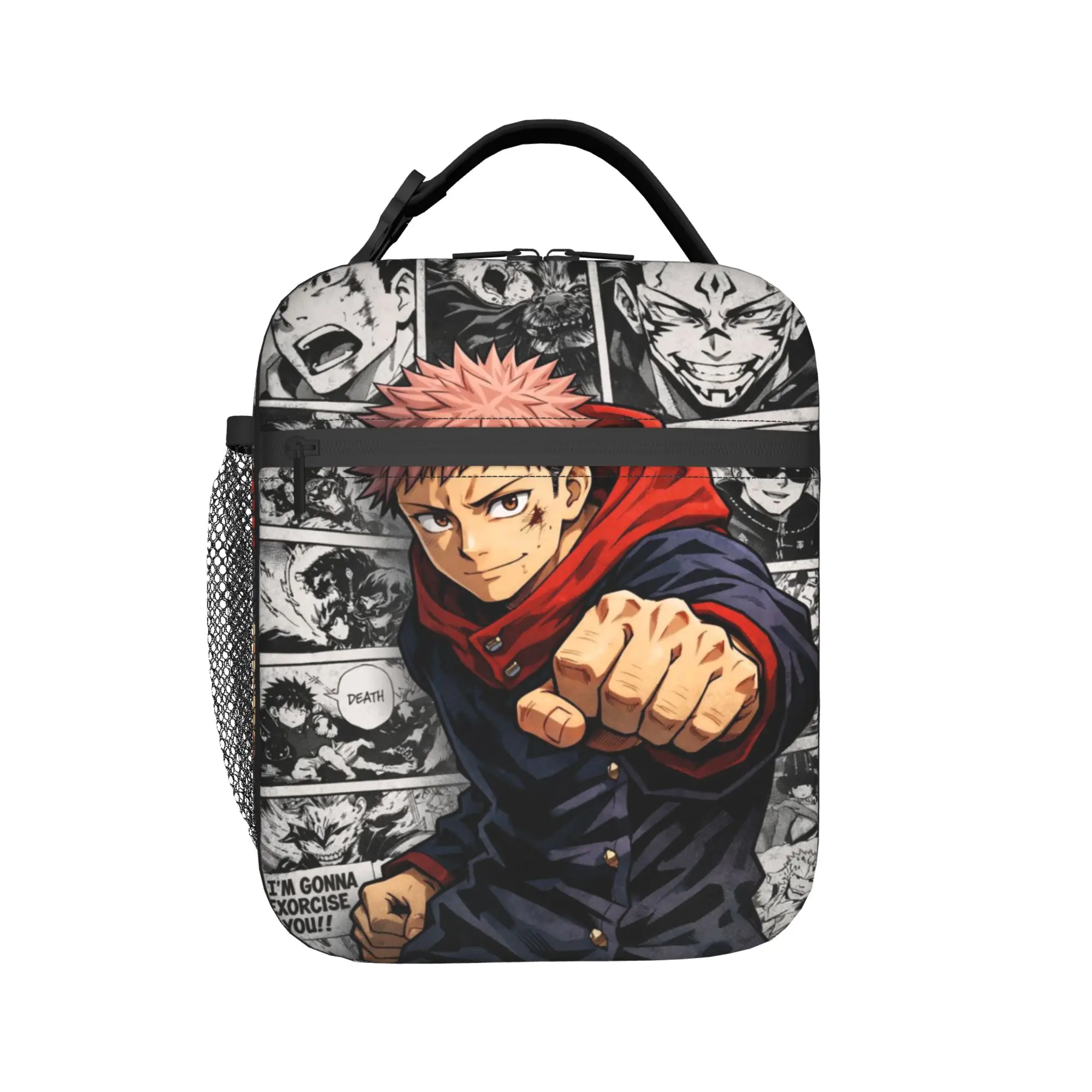 Yuji Itadori Lunch Bag J-Jujutsus K-Kaisens Lustige Lunchbox für Frauen, Outdoor-Picknick-Kühltasche, wasserdichte Tragetasche für Lebensmittel – Detail 2