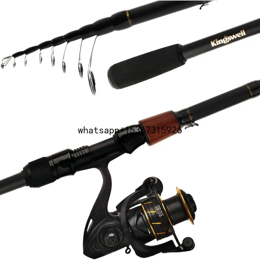 Fishing Rod and Reel Combo, Premium Graphite Carbon Collapsible Fishing Pole with Spinning Reel, Portable Travel kit