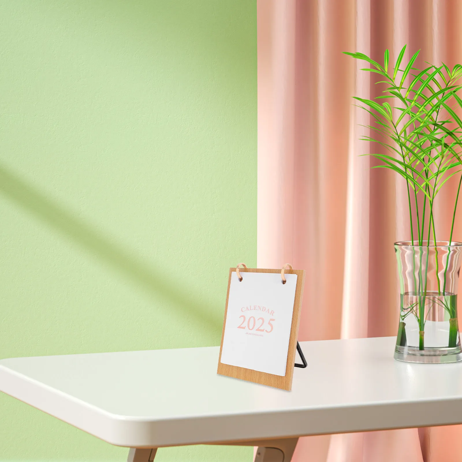 

Wooden Board Desk 2024-2025 Standing Flip Monthly Planner For Home Office School Tabletop Calendar Decorative 2024-2025