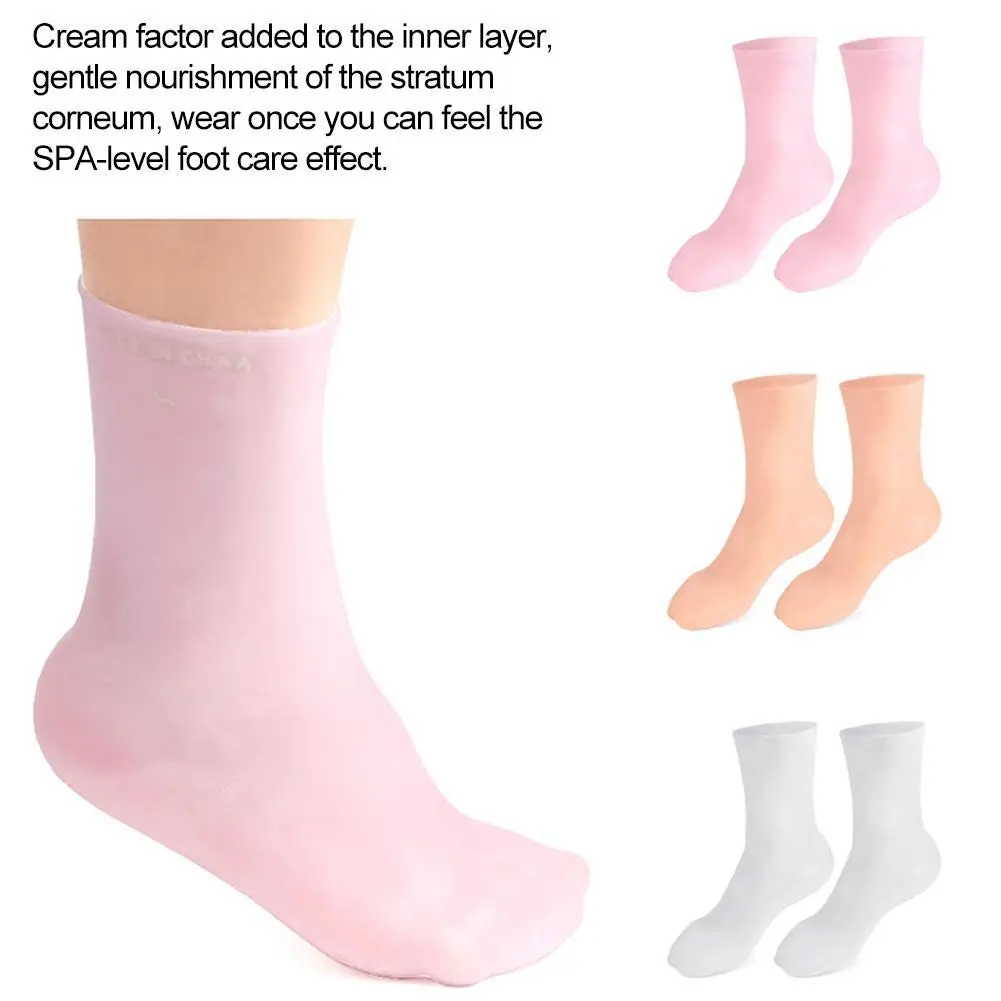 

1 Pair Of Silicone Moisturizing Socks For Dry, Cracked Heels And Rough Skin, Softens Rough Foot Skin, Foot Care Tools