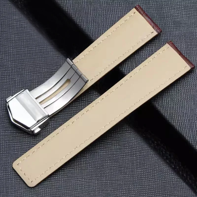 19 مللي متر 20 مللي متر 22 مللي متر حزام من الجلد الطبيعي لساعة تاغ هوير كاريرا موناكو حزام ساعة أسود براون سوار ساعة اليد الساعات