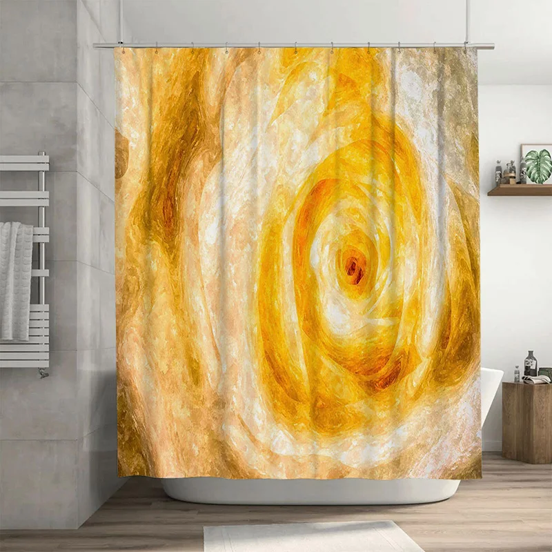 

Роскошная золотая занавеска для душа с ярким вихревым дизайном для декора ванной комнаты, современные занавески для душа с принтом, сделанные в Китае (желтый)