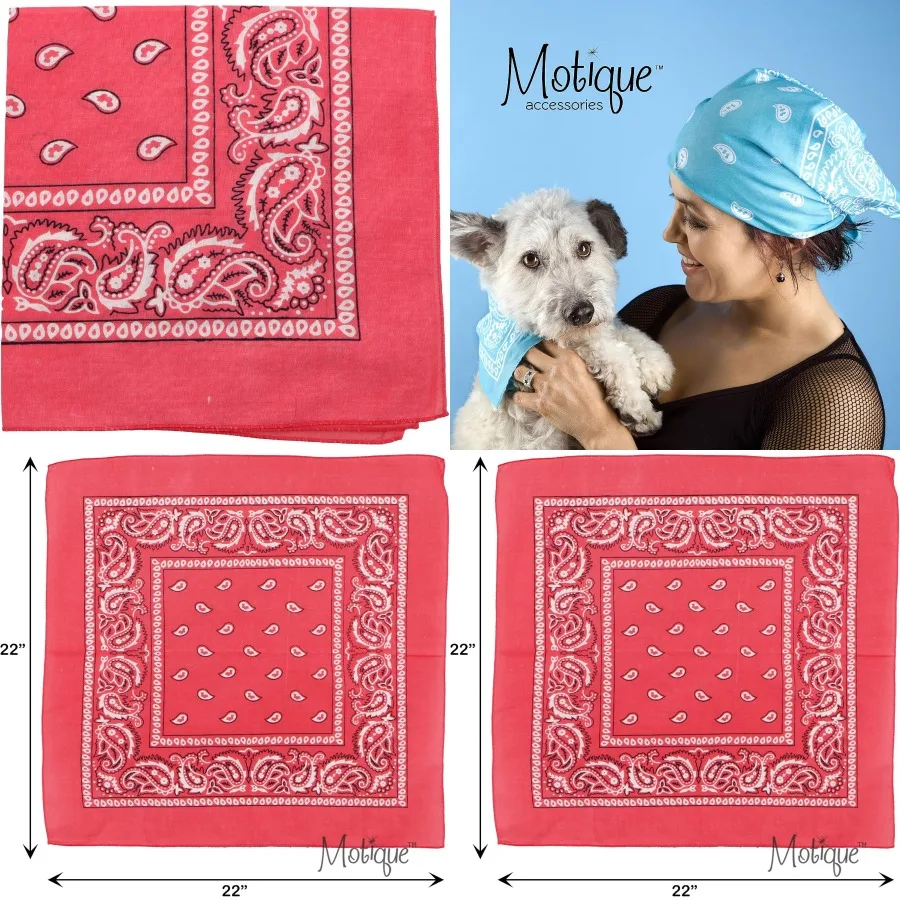 باندانا بيزلي قطنية مقاس 22 بوصة لملابس الرقبة العصرية وأغطية الرأس: إكسسوار متعدد الاستخدامات للمغامرات الخارجية والملابس غير الرسمية