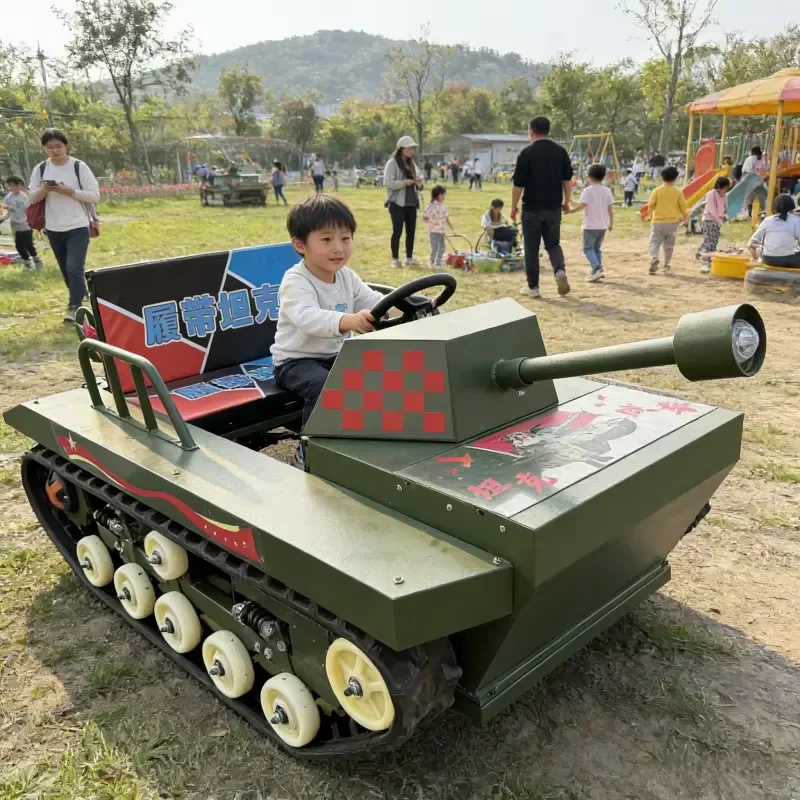 Electric Ride-On Toy Car Off-road Steel Chassis Tracked Tank for Outdoor Children's Growth Exploration Camp Summer Camp