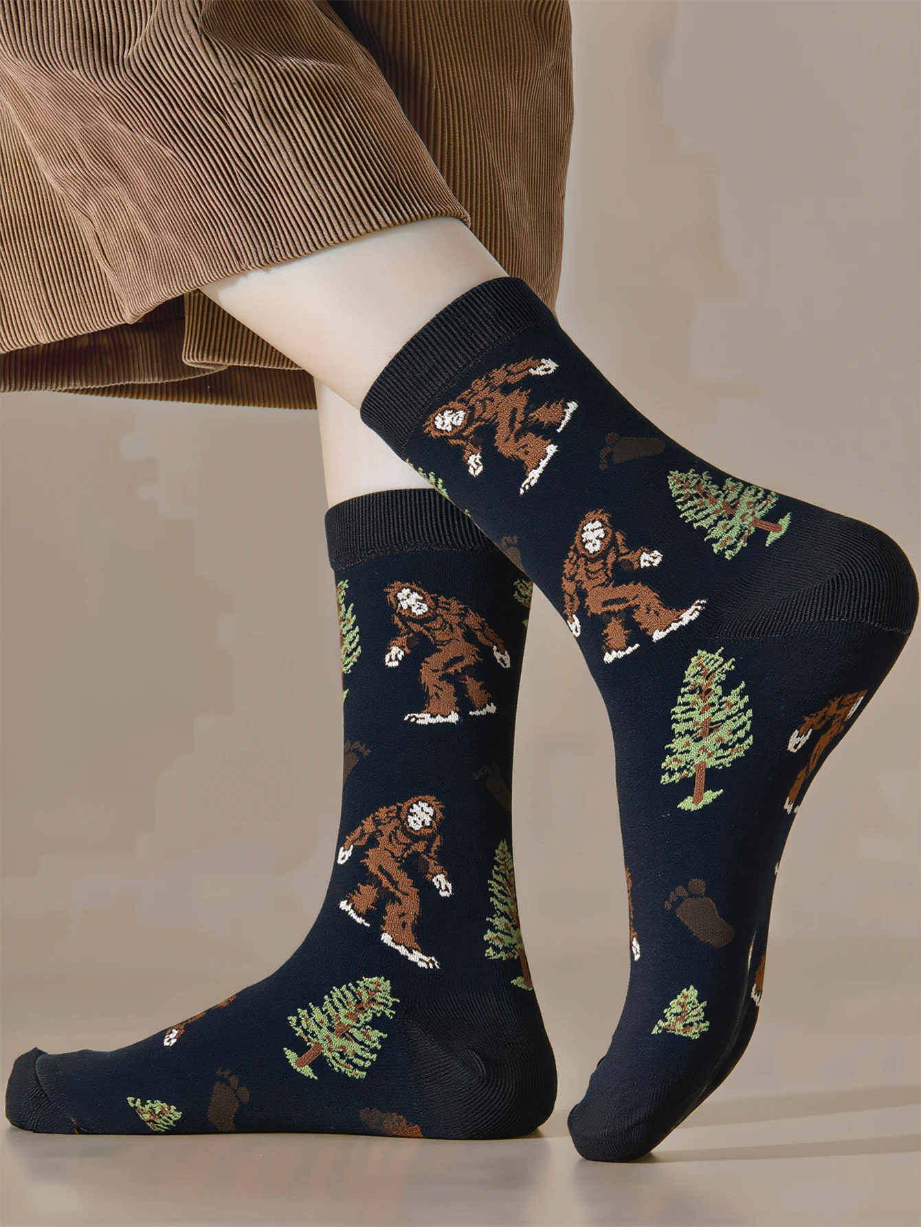 1 Pairs Men's Novelty Monkey Print Crew Cotton Socks Casual Outdoor Mid-Calf Socks For Man Streetwear Skateboard Socks New