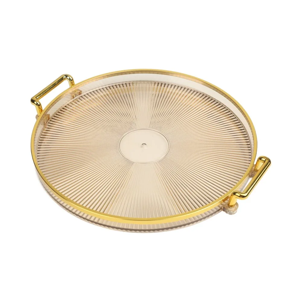 Light Luxury Gold Rim Tray 30x30x5cm with Comfortable Handles for Perfume For Cosmetics Jewelry and Cup Storage