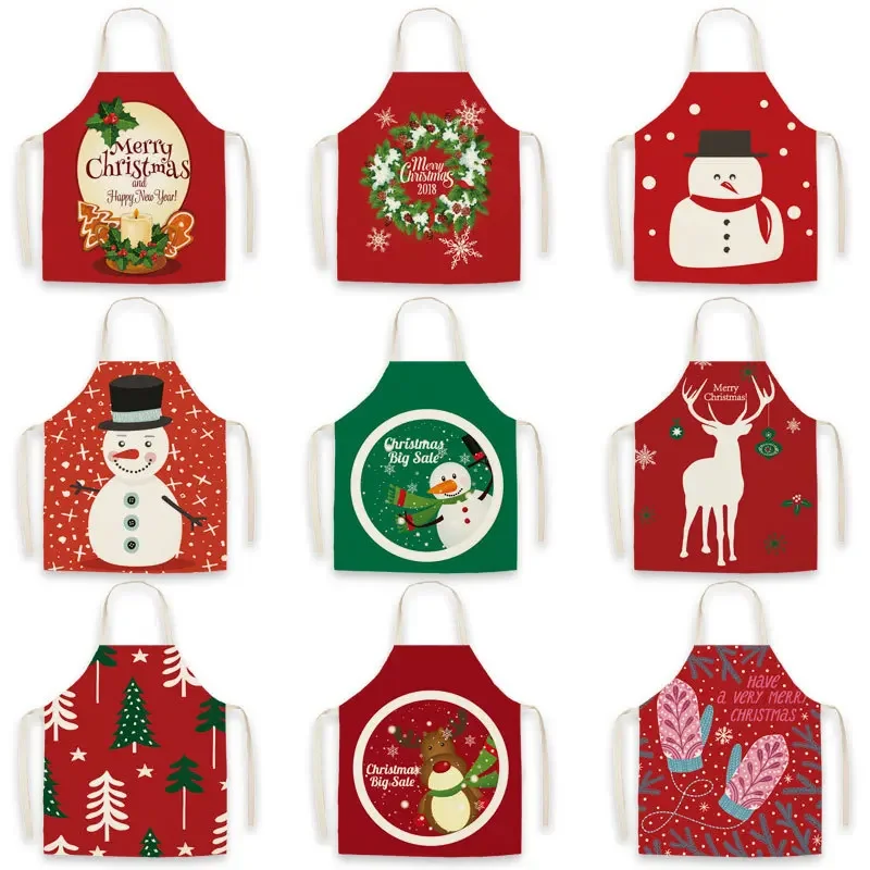 New Christmas apron Christmas party decorations kitchen cooking barbecue parent-child set children's painting anti-fouling apron