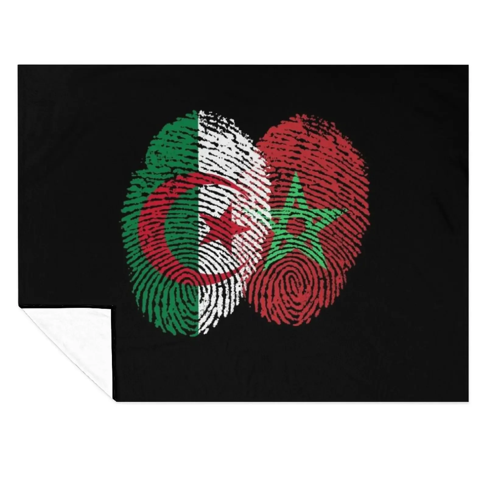 

AlgeriaMorocco Flags Fingerprint united Throw Blanket warm winter Decorative Sofa Vintage Multi-Purpose Blankets