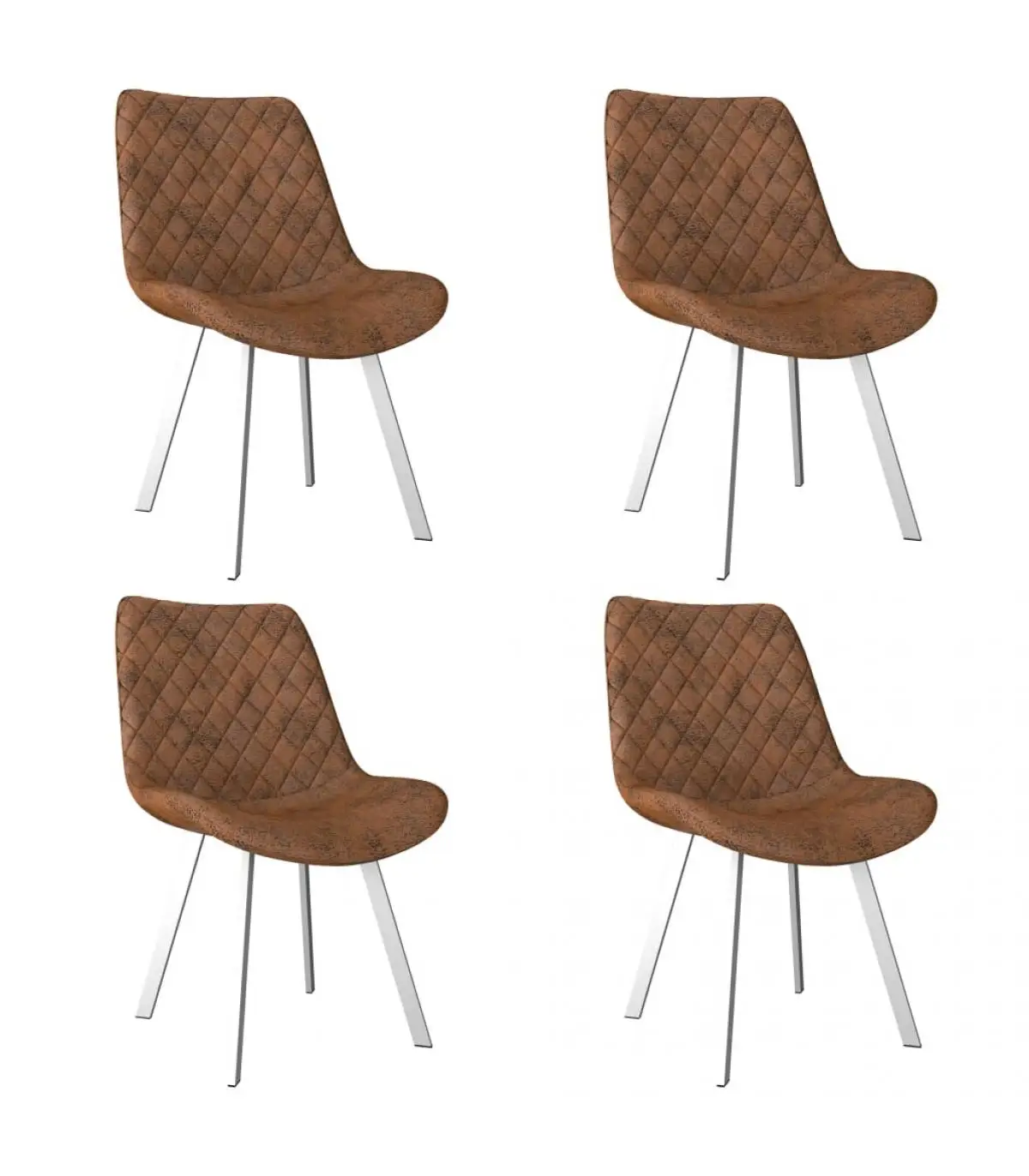 Dining chairs dining chairs 4 units Brown artificial suede skin