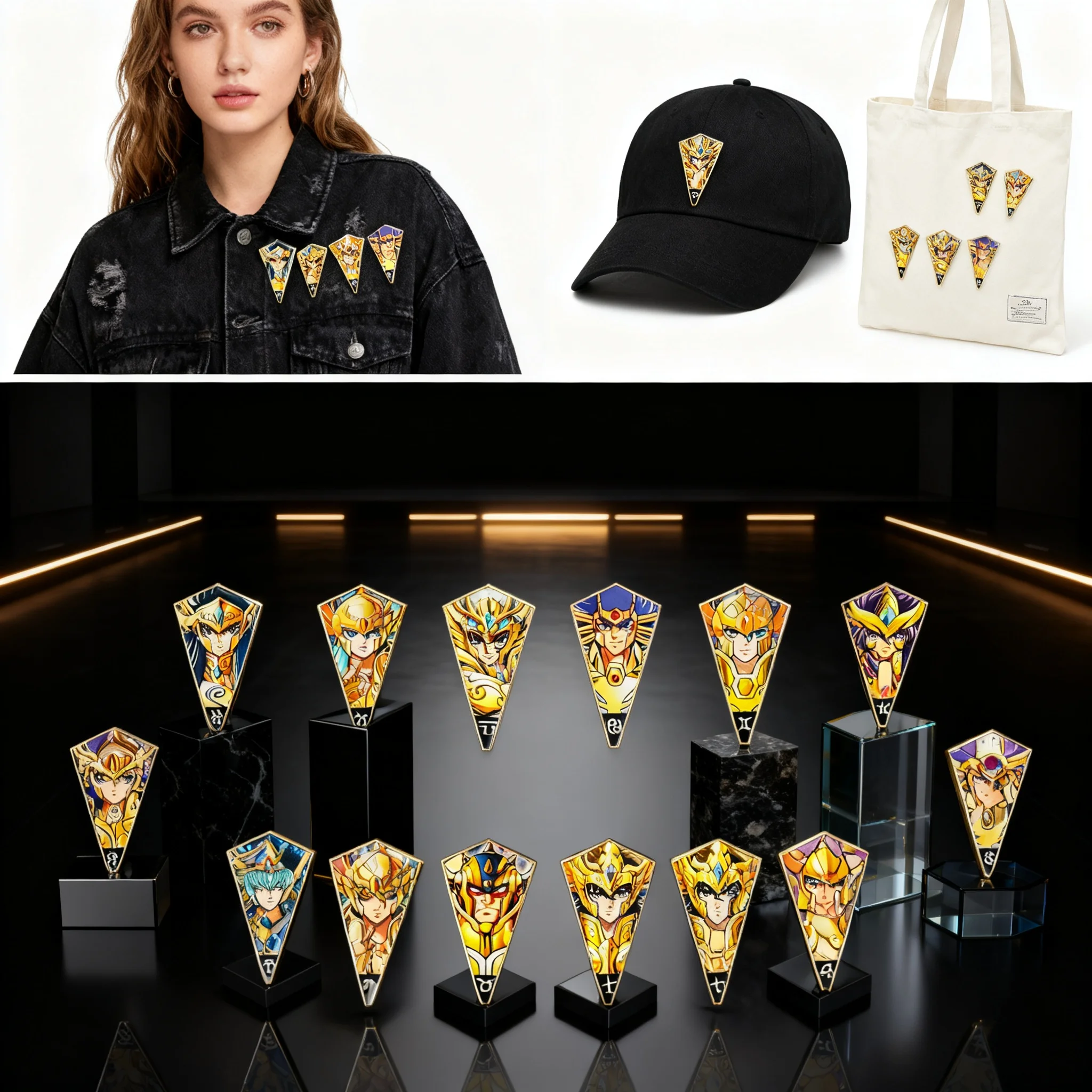 Saint Seiya Zodiac Constellation Anime Enamel Pins 12pcs Metal Brooch Set Collectible Lapel Badges for Backpack Clothing Gift - view 5