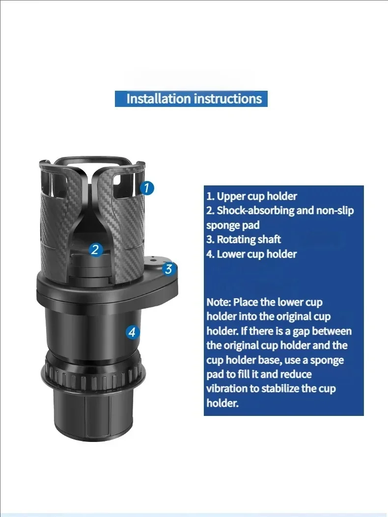 Multifunktionaler Drehbarer Auto-Getränkehalter Verstellbare Flaschenhalterung Auto-Getränkeorganizer Aufbewahrungshalterung Wasserbecher – Detail 12