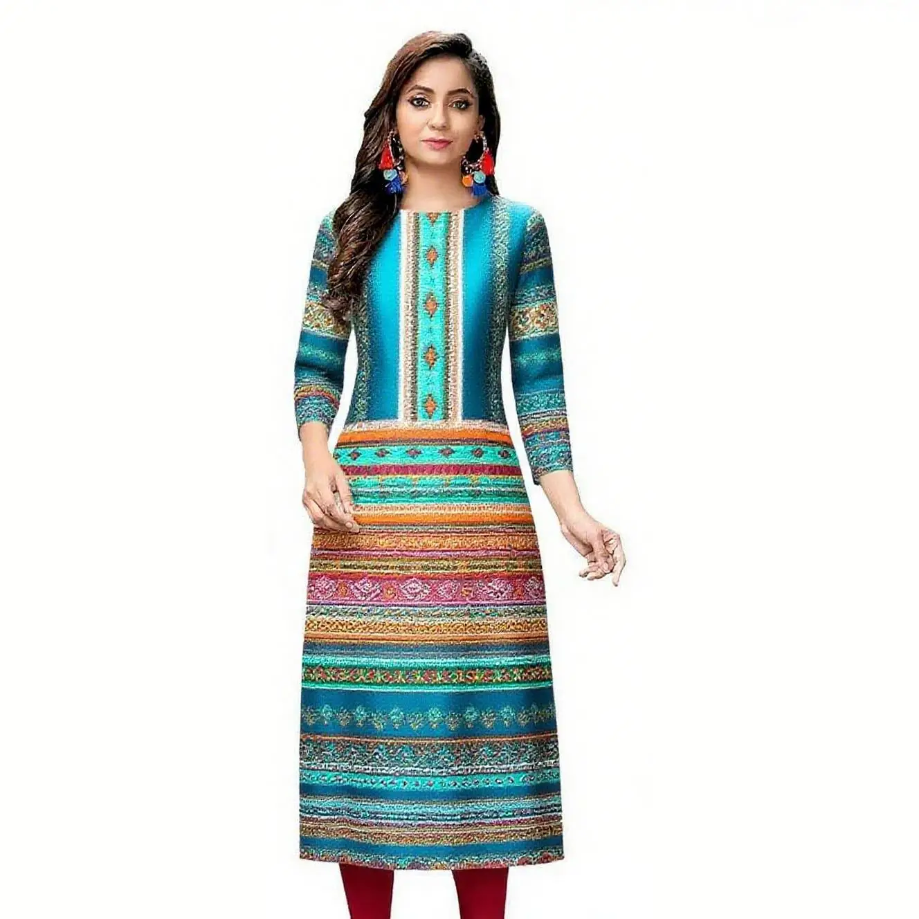 فستان كورت نسائي لعام 2026 عصري وأنيق بأكمام طويلة وأنبوب مستقيم كاجوال برقبة دائرية