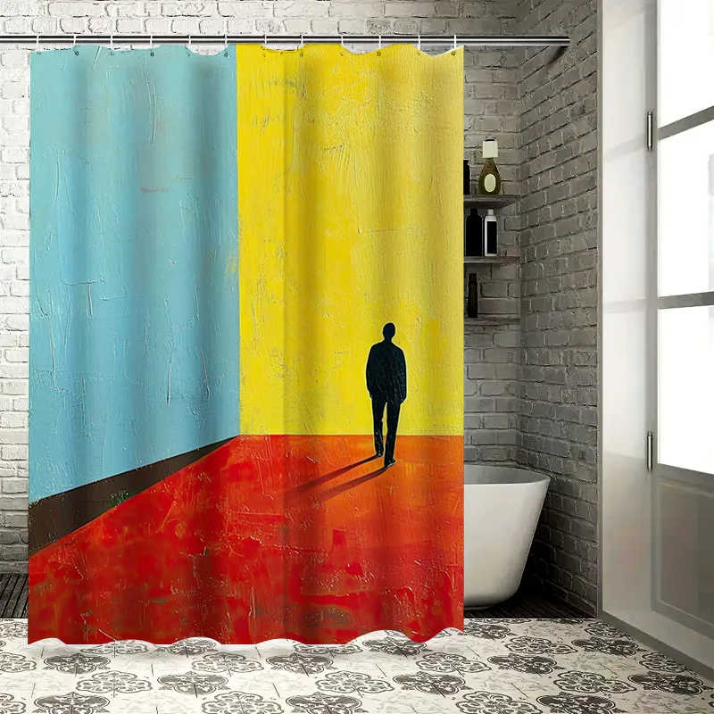 

Abstract Color Block Shower Curtain with Silhouette Print Modern Bathroom Decor for Home Decoration Supplies More on AliExpress.